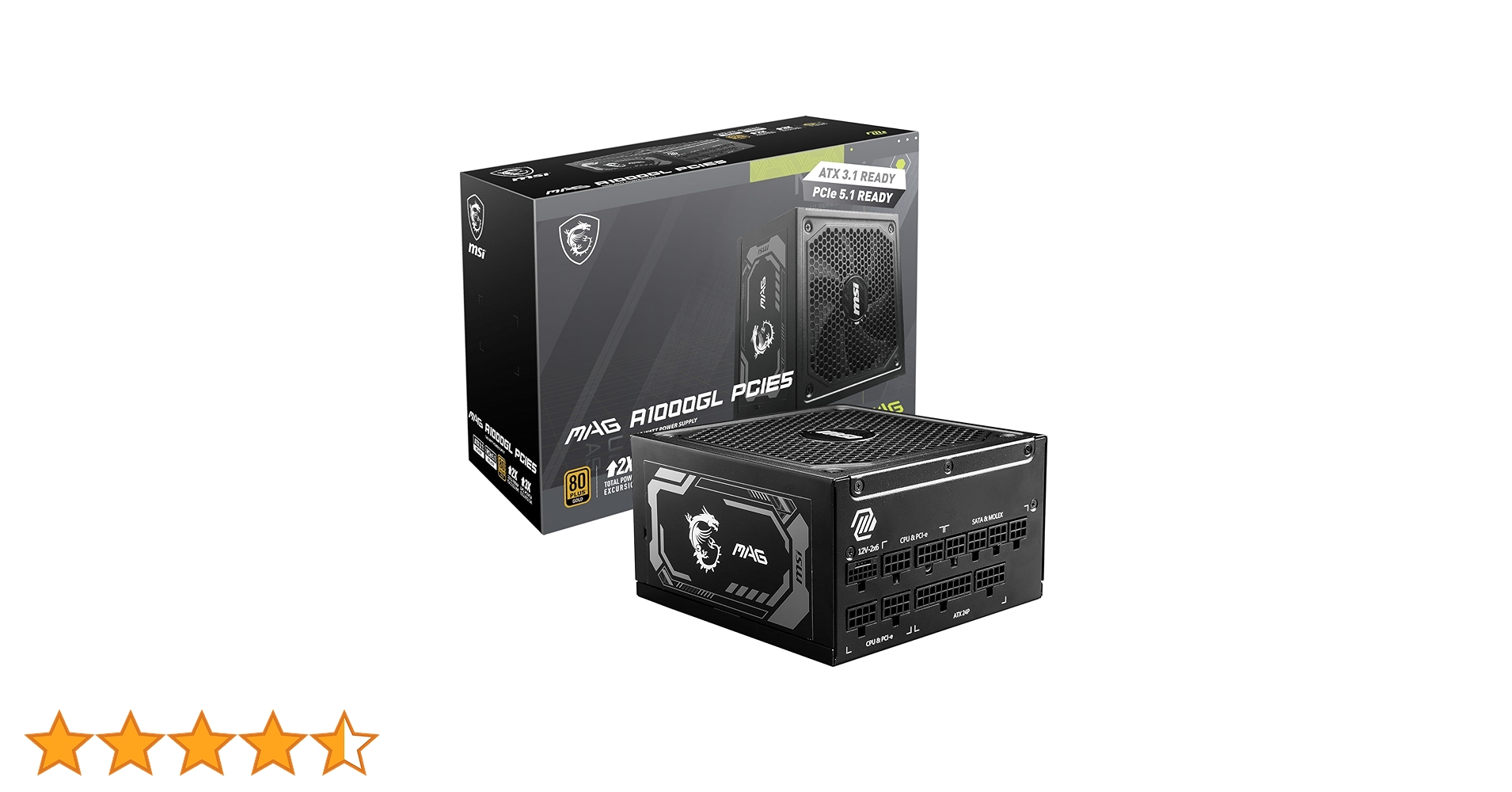 MAG A1000GL PCIE5 1000w電源 MSI MAG A1000GL PCIE5, 1000W ATX 80+ GOLD Certified Full